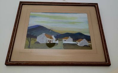 Antique connemara cottages painting