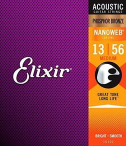 Acoustic Guitar Strings Elixir Nanoweb 13-56 Phosphor Bronze 16102 Medium