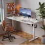 Electric Standing Desk, 100 x 60 cm, White Height Adjustable Desk, 2 Hooks, 4 Memory Heights, 72-118cm, Splice Board, Ergonomic Sit Stand Computer Desk for Home Office Image 2