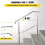 3 Step Railing Stainless Steel Transitional Handrail fit for Level Surface and 1 to 3 Steps Adjustable Stair Railing Indoor Outdoor Step Railings 99.8 kg Capacity Image 2
