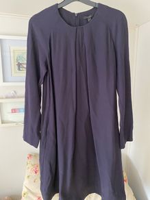 Cos dress navy A line with long sleeves, 2 pockets and front pleat EU size 34/UK size 8-10