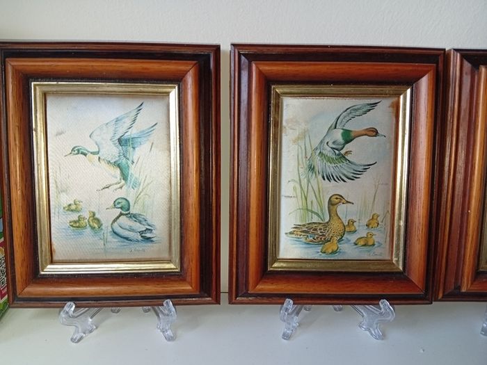 3 VTG Small Framed Miniature Print on Silk Made in N. Ireland Consort Pictures-DAMAGED 11X13.5 CMS