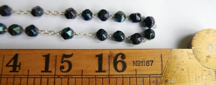 Vintage Rosary Black  Faceted Glass Beads