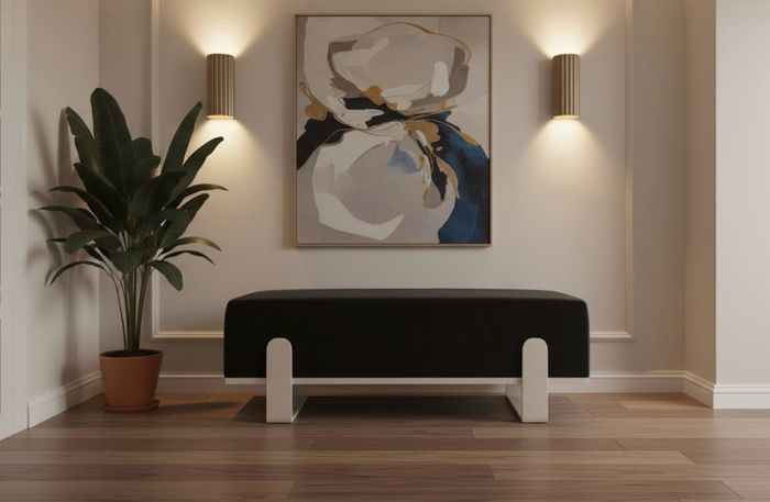 Aria Modern Velvet Bench with Gold Metal Legs Elegant Hallway 100cm
