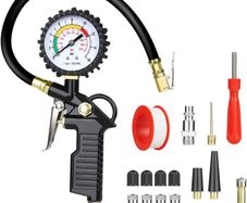 Tyre Pressure Gauge, 220 PSI Tyre Inflator with Pressure Gauge Air Compressor, Valve Air Chuck for Heavy Duty Car Motorcycle Bicycle