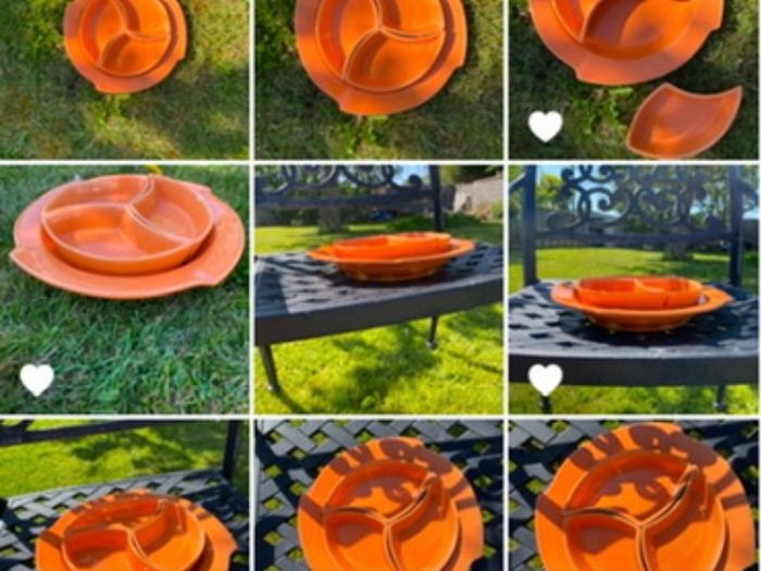 ceramic mid century serving dish set