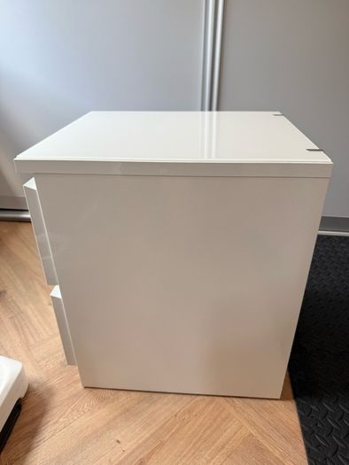 Ikea Malm - White bed side chest with top glass