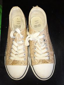 Gold Converse style shoes, size 3