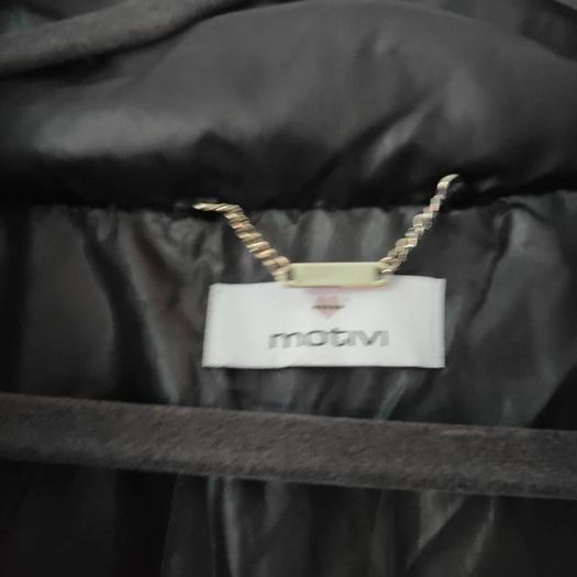 Black MOTIVI jacket with knitted removable cuffs  and removable fur collar