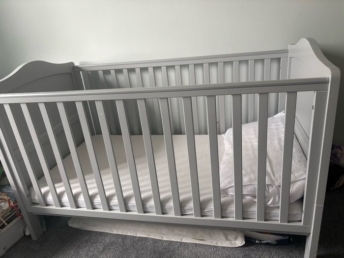 Grey Cot with Mattress