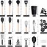 Kitchen Non Stick Cooking Utensils Set Heat Resistant Silicone Utensils with Wooden Handle Ladles, Spoons and Spatulas Set  Kitchen Tools & Accessories 35pcs, Black Image 7