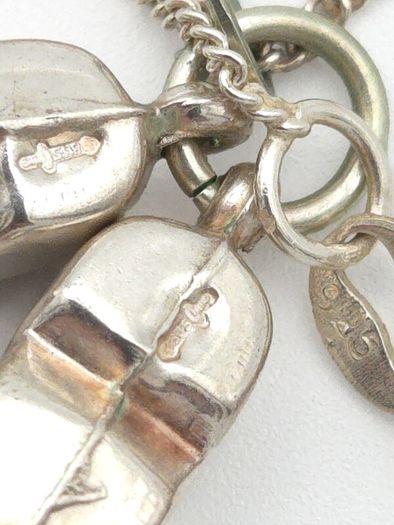 Vintage 925 Sterling Silver Chain & 835 Silver Dutch Clogs Charms