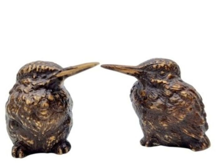 Kingfisher birds x 3 - Bronze
