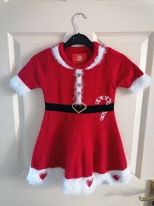 Christmas dress, hat, tights. 3-4yrs