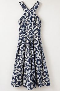 Beautiful Karen Millen structured floral dress in navy blue and cream