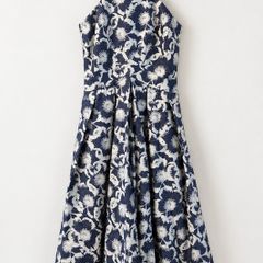 Beautiful Karen Millen structured floral dress in navy blue and cream