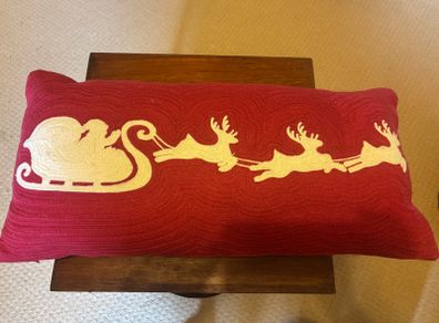 Laura Ashley Christmas Cushion - Red with duck feather filling
