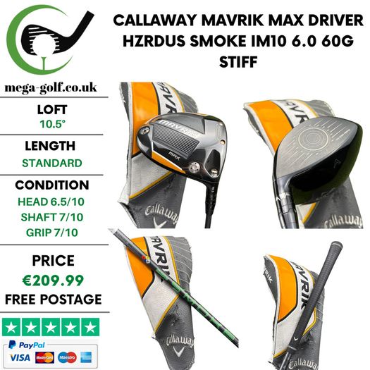 Callaway Mavrik Max Driver / 10.5 Degree / Hzrdus Smoke iM10 6.0 60g Stiff