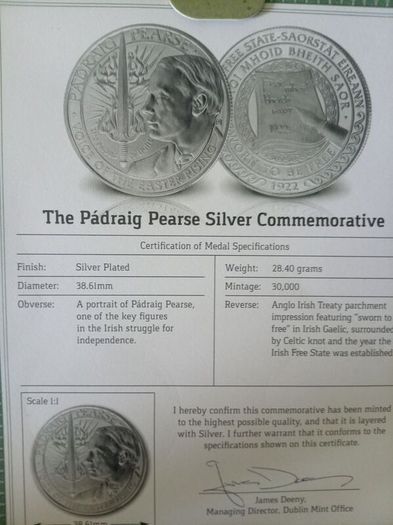 Mickey Mouse, Elvis, 2 titanic, paidraig Pearse, Micheal collins coins