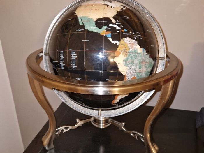 Multi gemstone handmade Globe with compass