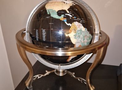 Multi gemstone handmade Globe with compass