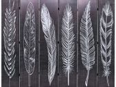Folding Room Divider 228x170 cm Feathers Black and White