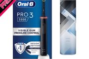 Oral-B Pro 3 Electric Toothbrush with Smart Pressure Sensor, 1 Cross Action Toothbrush Head &amp; Mondrian Travel Case, 3 Modes with Teeth Whitening, Gifts for Men/Women, 2 Pin UK Plug (FREE SHIPPING)