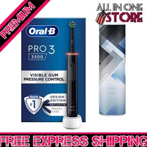 Oral-B Pro 3 Electric Toothbrush with Smart Pressure Sensor, 1 Cross Action Toothbrush Head & Mondrian Travel Case, 3 Modes with Teeth Whitening, Gifts for Men/Women, 2 Pin UK Plug (FREE SHIPPING)