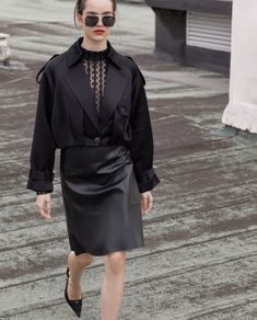BNWT satin black short trench