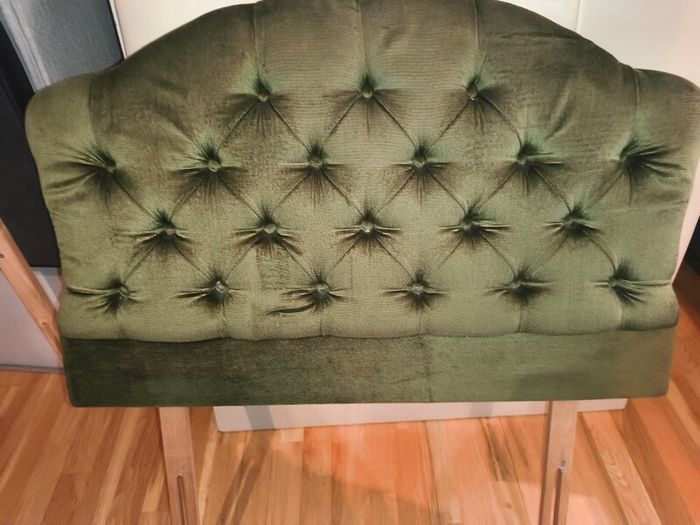 Luxurious Olive Green Velvet Single Headboard Excellent Condition