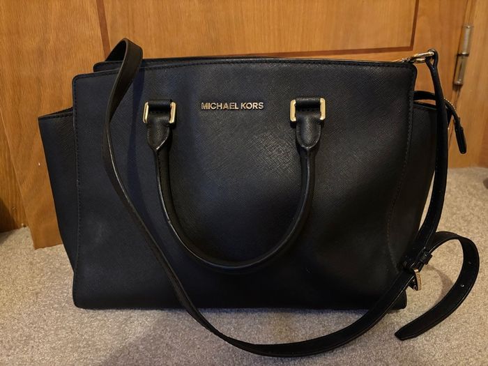 Michael Kors Selma Black Leather Satchel Bag