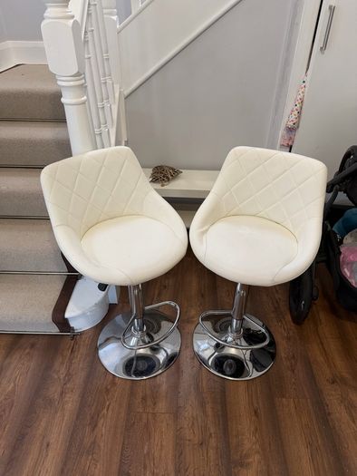 2 White Bar Stools