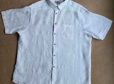 M&S pure linen men's white short sleeve shirt