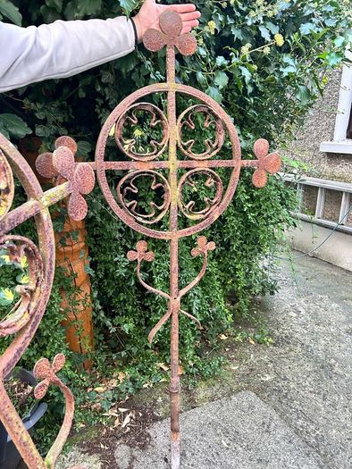 Pair of Victorian Iron Cross Finials Architectural Salvage