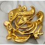 Retro French Signed Gold Toned Lily Brooch 1950s Image 3