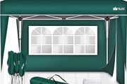 Gazebo 3 x 3 m Waterproof Pop-Up Folding Gazebo Height Adjustable Garden Tent UV Protection 50+ Party Tent with Bag for Garden  2 Side Panels)