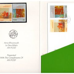 1993 Ireland Europa: Contemporary Art An Post "Ministerial Pack" include Mint Never Hinged stamp set and first day cover