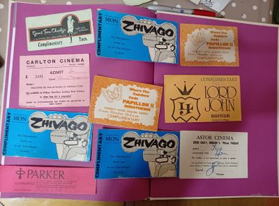 Original 1970s Dublin Nightclub Free Entry Passes. Zhivago, Papillon II, Lord John & Cinema Tickets Lot