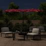 Double-Head Garden Parasol with LEDs Bordeaux Red 316x145 cm Image 3