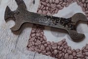 Antique spanner Selby, metal box or bed spanner, Terry's Tappet Spanner made for Old Ford Cars, Machinery and Industrial Assembly spanner DIN 894 size 11 German, DIN 894 size 15 German and a B.O.C. gas bottle cylinder spindle key