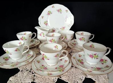 Boxed Duchess English Bone China 21 Ps Tea Set "Carnation"