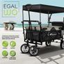 Folding handcart with roof, handcart with 3-point belt system, foldable garden trolley, transport trolley with solid rubber tyres, brake and carry bag, black Image 3