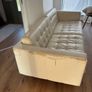 2-Seater Cream Faux Leather Sofa + Matching Footstool Image 2