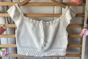 top h&amp;m divided range size medium white 100% cotton crochet top