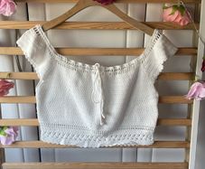 top h&m divided range size medium white 100% cotton crochet top