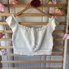 top h&m divided range size medium white 100% cotton crochet top