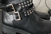 Black Studded Biker Style ankle boots UK5