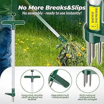 Weed Puller, Stand Up Weeder Hand Tool, Long Handle Garden Weeding Tool with 3 Claws, Hand Weed Hound Weed Puller for Dandelion, Standup Weed Root Pulling Tool and Picker, Grabber (1 Pack)