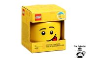 LEGO Storage Head Small Size Boy Sticking Out Tongue Happy Face Yellow Head Brand New Sealed
