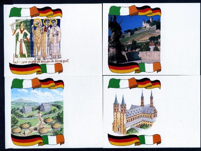1989 Ireland Joint issue with Germany 1300th Anniversary of the Martyrdom of Irish Missionaries to Germany (Franconian Apostles) Maximum Cards Mint